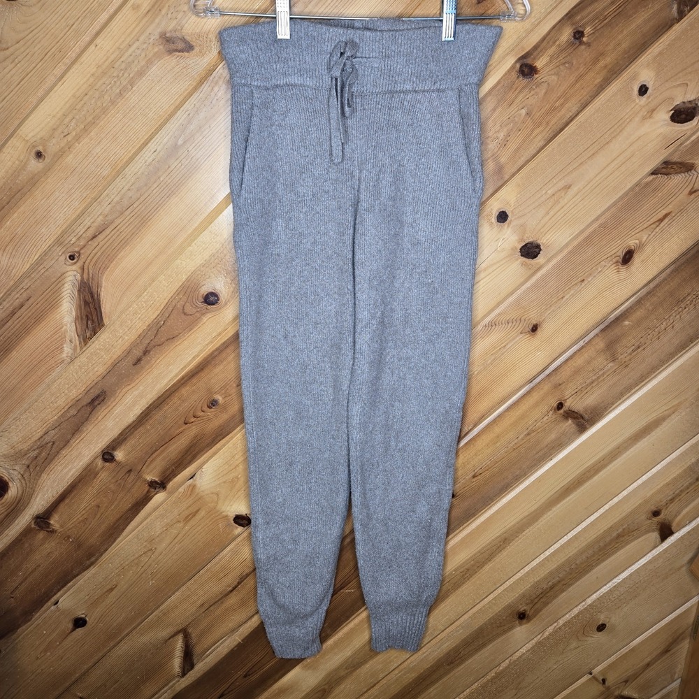 Abercrombie & Fitch Womens XS Ribbed Jogger Sweat Pants Beige Pockets